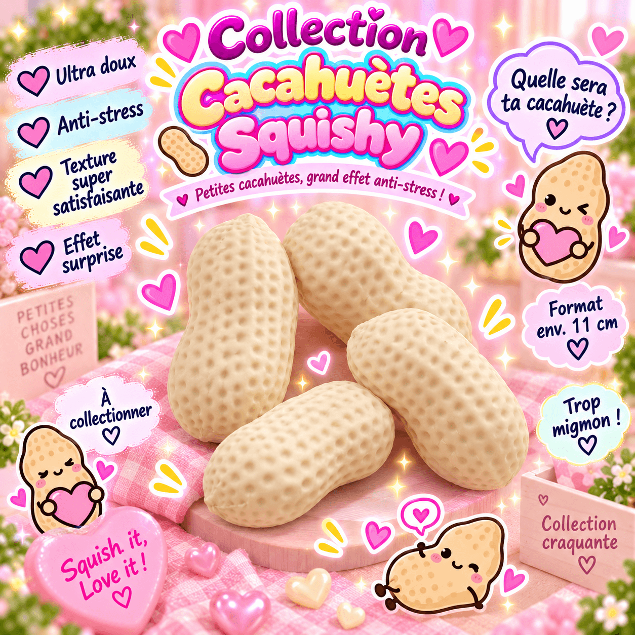 Cacahuète Squishy – Anti-Stress Réaliste