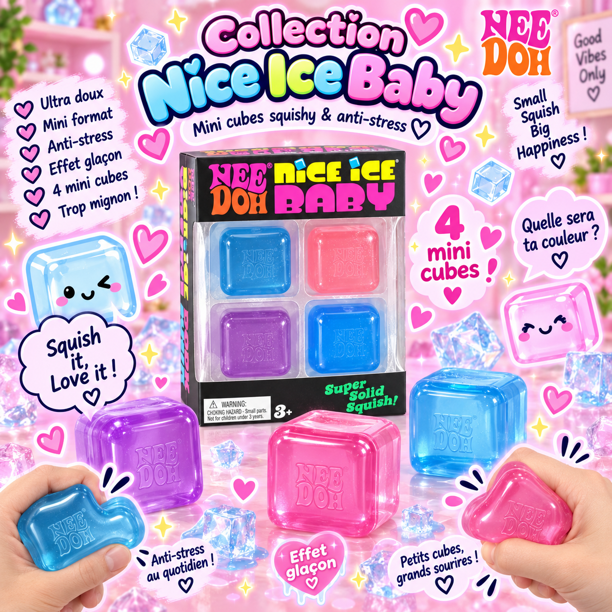 Mini Cubes Squishy – Coffret de 4