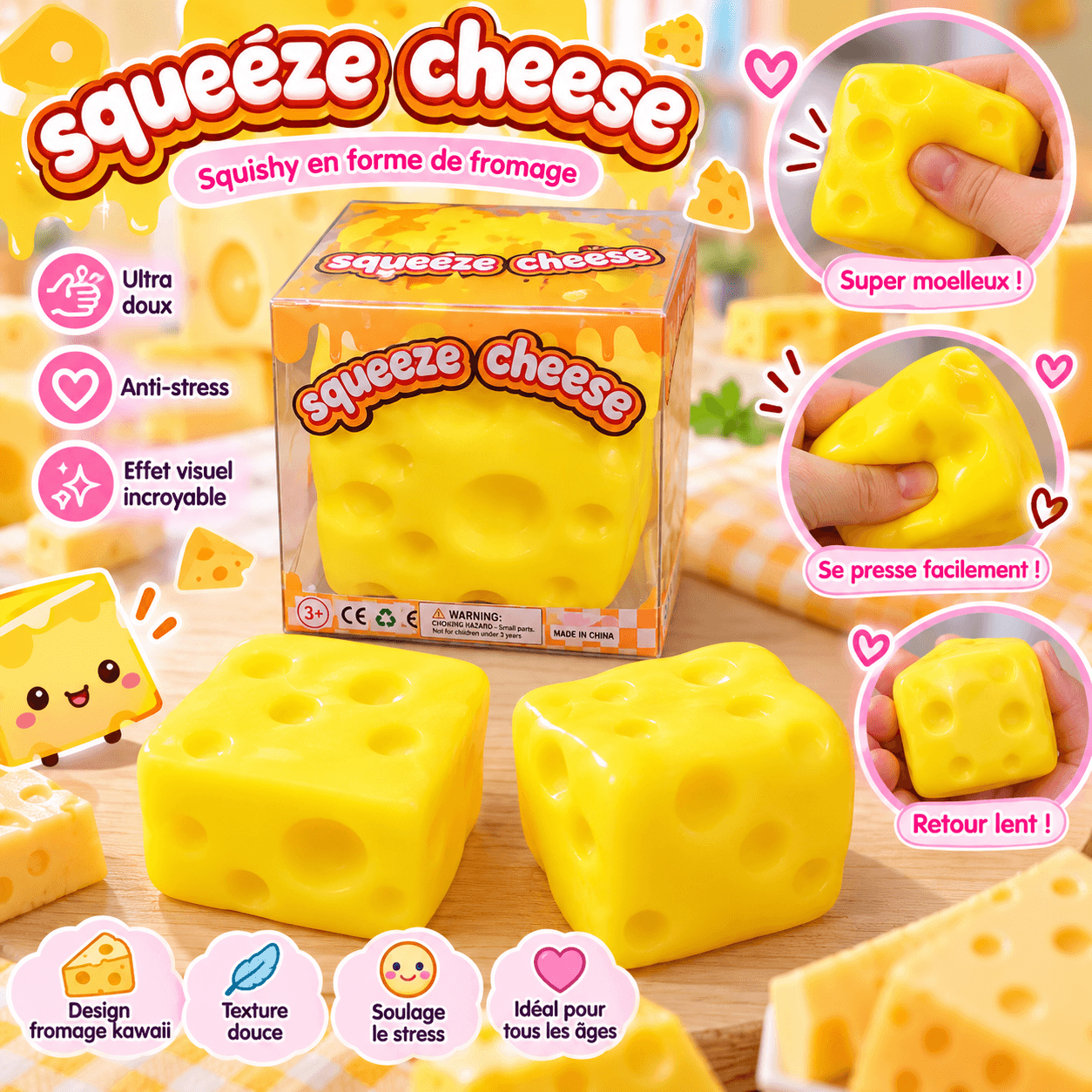 Squishy Fromage Kawaii – Squeeze Cheese