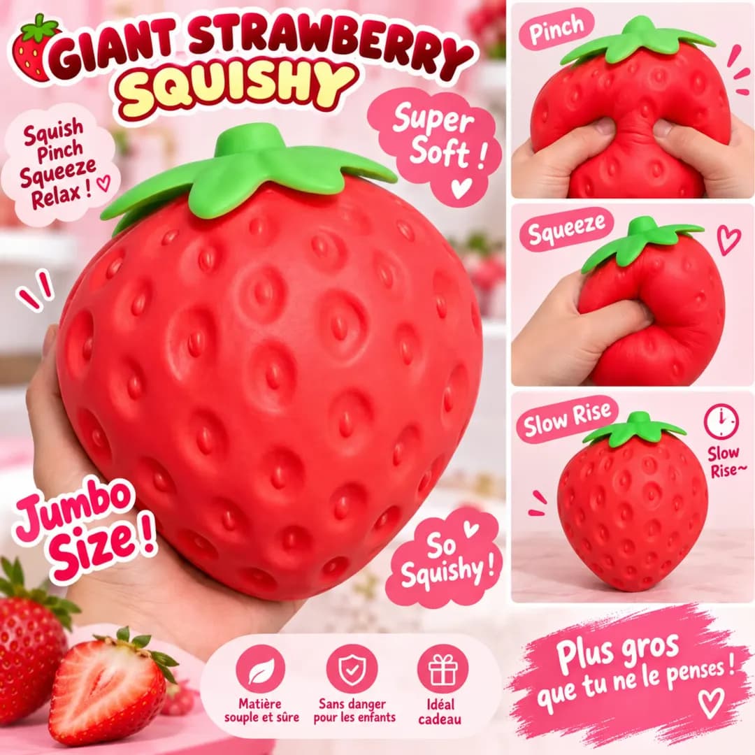 Squishy Fraise Géante XXL